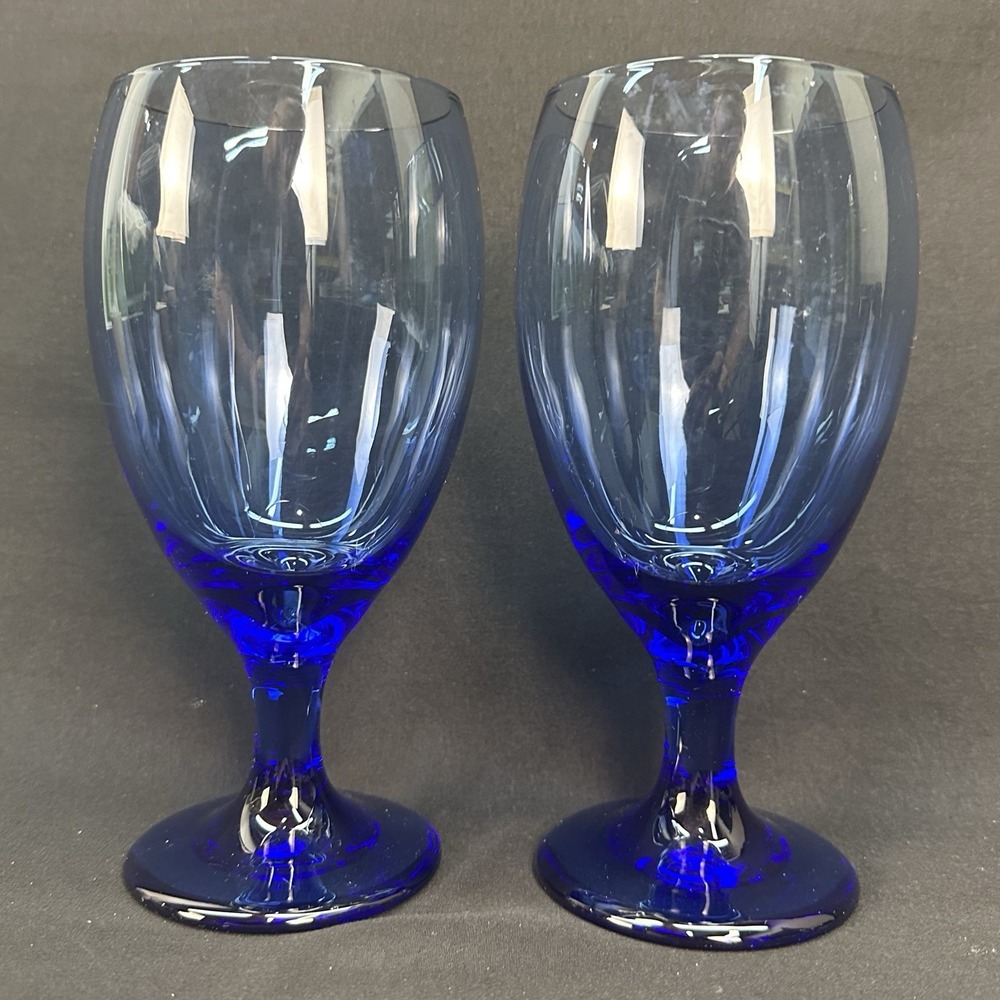 Libbey 'Teardrop Blue' (Mediterranean) Iced Tea Goblet, Vintage, Set of 2